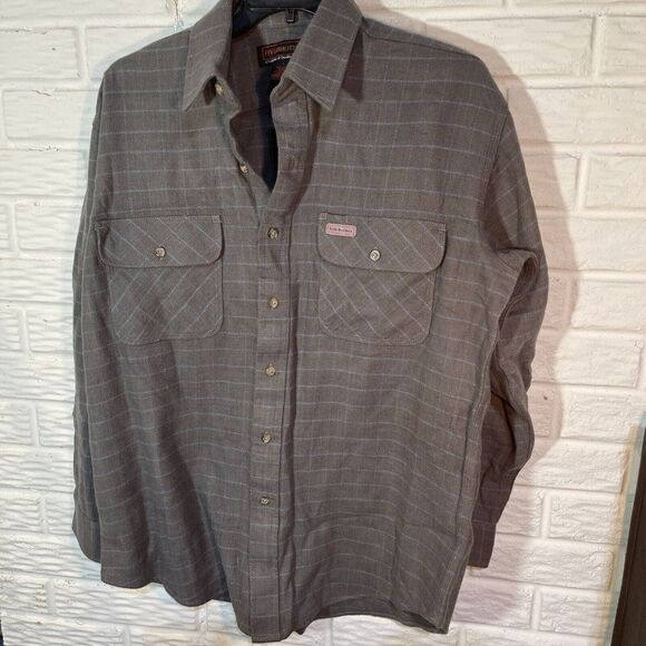 Vintage Five Brother  Plaid Flannel Long Sleeve Button Shirt Blue Made In USA - Picture 1 of 6